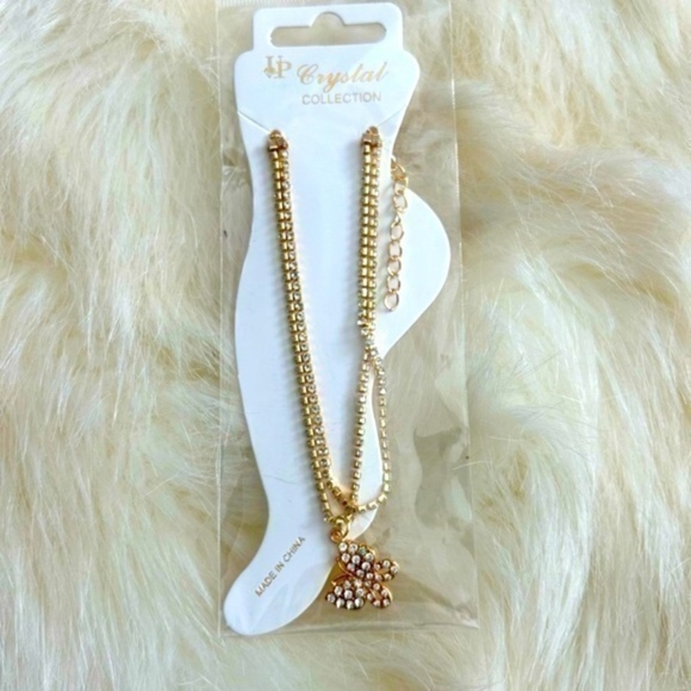 Crystal collection butterfly ankle bracelet